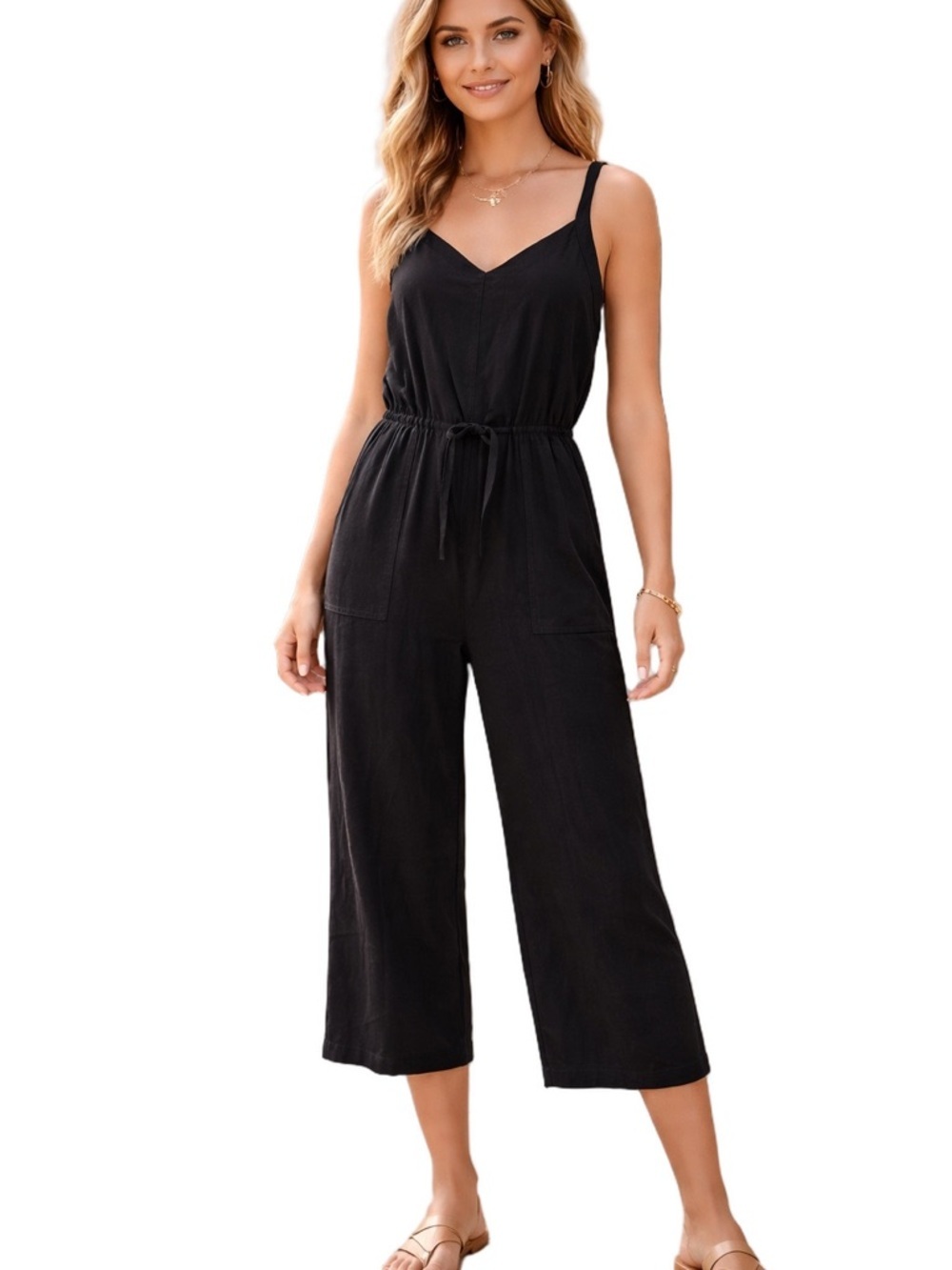 Old Navy Black Wide-Leg Strappy Jumpsuit-NWT